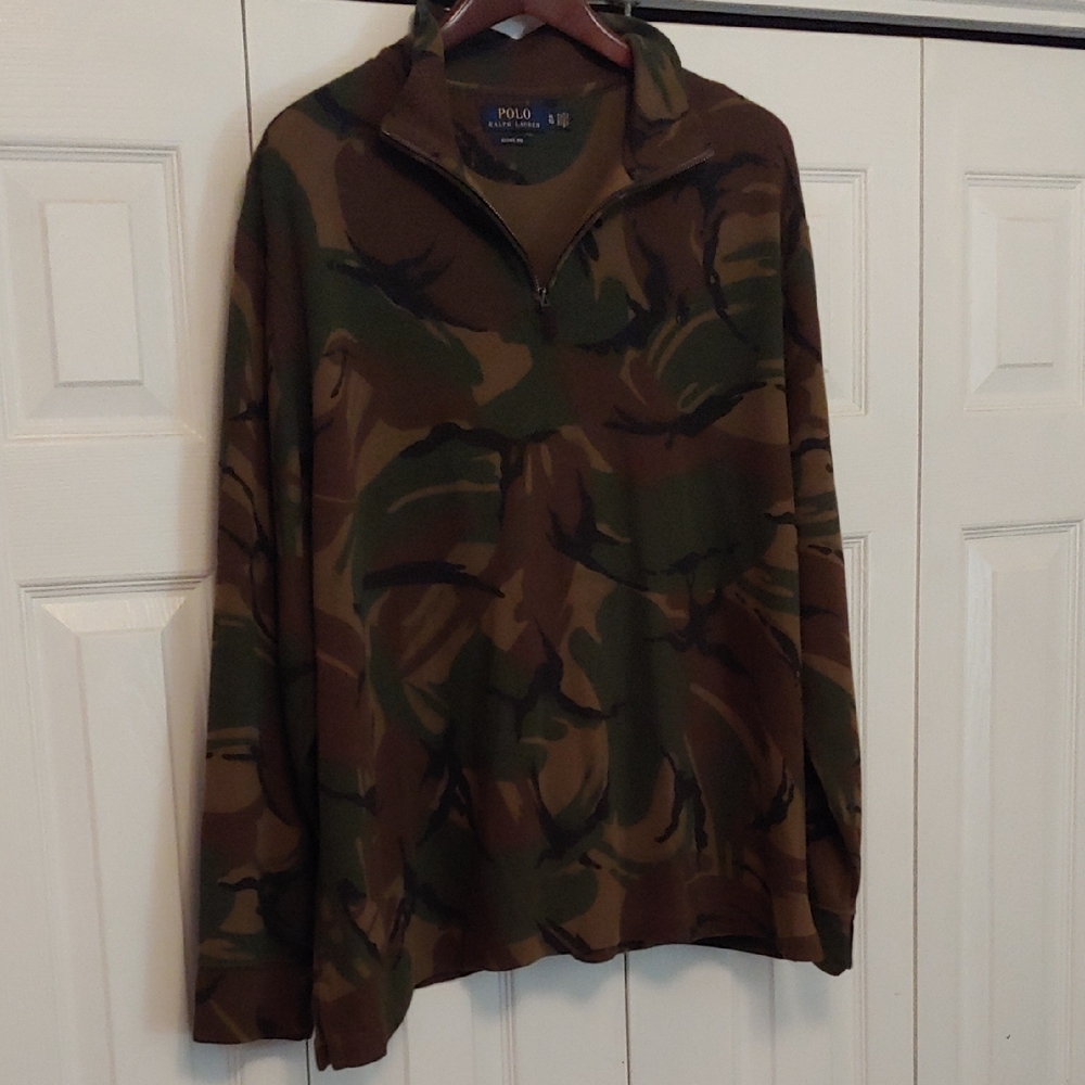 Polo by Ralph Lauren Camouflage Green and Brown Zip Up Sweater